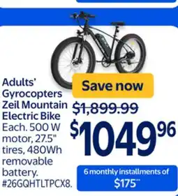 Walmart Adults' Gyrocopters Zeil Mountain Electric Bike offer