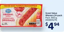 Walmart Great Value Wieners 24-pack offer