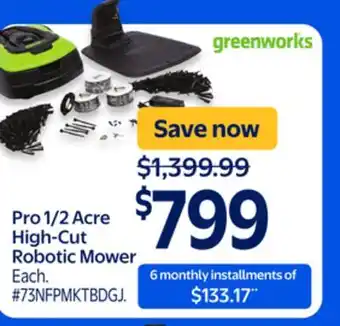 Walmart greenworks Pro 1/2 Acre High-Cut Robotic Mower offer