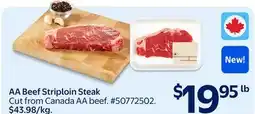 Walmart AA Beef Striploin Steak offer