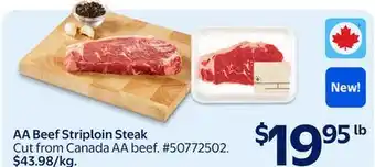 Walmart AA Beef Striploin Steak offer