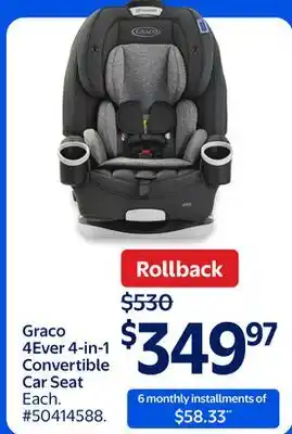 Walmart Graco 4Ever 4-in-1 Convertible Car Seat offer