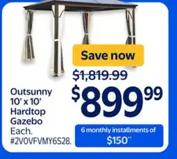 Walmart Outsunny 10'x10' Hardtop Gazebo offer