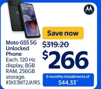 Walmart Moto G55 5G Unlocked Phone offer