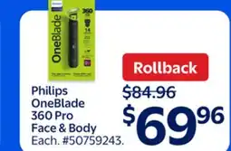 Walmart Philips OneBlade 360 Pro Face & Body offer
