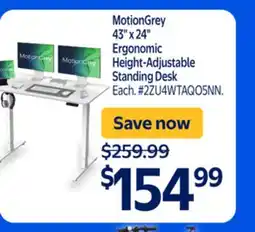 Walmart MotionGrey 43 x 24 Ergonomic Height-Adjustable Standing Desk offer