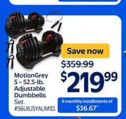 Walmart MotionGrey 5-52.5-lb. Adjustable Dumbbells offer