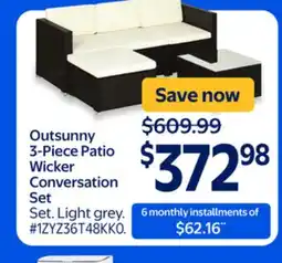 Walmart Outsunny 3-Piece Patio Wicker Conversation Set offer