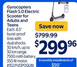 Walmart Gyrocopters Flash 5.0 Electric Scooter for Adults and Teens offer