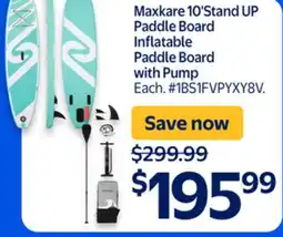 Walmart Maxkare 10' Stand UP Paddle Board Inflatable Paddle Board with Pump offer