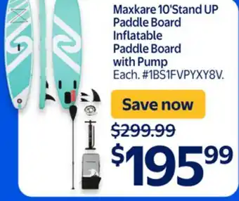 Walmart Maxkare 10' Stand UP Paddle Board Inflatable Paddle Board with Pump offer