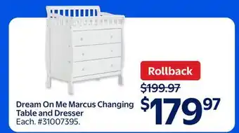 Walmart Dream On Me Marcus Changing Table and Dresser offer