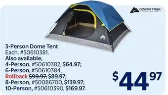Walmart 3-Person Dome Tent offer