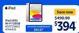 Walmart iPad (A16) Wi-Fi 128GB offer