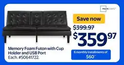 Walmart MAINSTAYS Memory Foam Futon with Cup Holder and USB Port offer