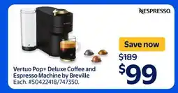 Walmart NESPRESSO Vertuo Pop+ Deluxe Coffee and Espresso Machine by Breville offer