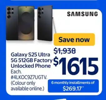 Walmart Galaxy S25 Ultra 5G 512GB Factory Unlocked Phone offer