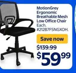 Walmart MotionGrey Ergonomic Breathable Mesh Low Office Chair offer