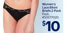 Walmart Women's Lace Bikini Briefs 2-Pac offer