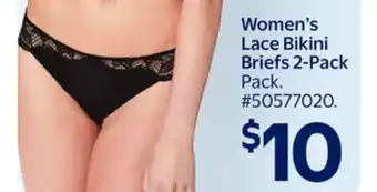 Walmart Women's Lace Bikini Briefs 2-Pac offer