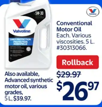 Walmart Conventional Motor Oil offer