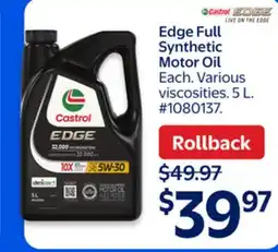 Walmart Edge Full Synthetic Motor Oil offer