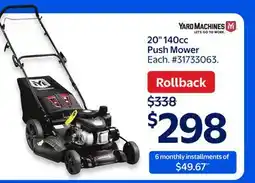 Walmart 20 140cc Push Mower offer