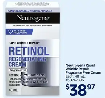 Walmart Neutrogena Rapid Wrinkle Repair Fragrance Free Cream offer