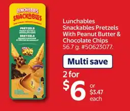 Walmart Lunchables Snackables Pretzels With Peanut Butter & Chocolate Chips offer