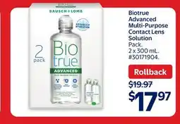 Walmart Biotrue Advanced Multi-Purpose Contact Lens Solution offer