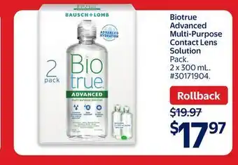 Walmart Biotrue Advanced Multi-Purpose Contact Lens Solution offer
