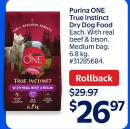 Walmart Purina ONE True Instinct Dry Dog Food offer
