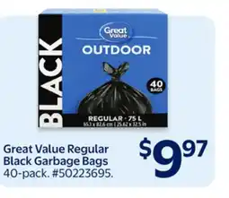 Walmart Great Value Regular Black Garbage Bags offer