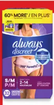 Walmart Always Discreet Incontinence Underwear offer