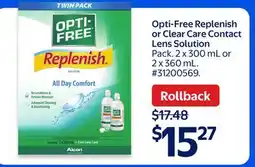 Walmart Opti-Free Replenish or Clear Care Contact Lens offer
