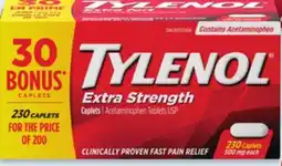 Walmart Tylenol Extra Strength 200 + 30s Bonus offer