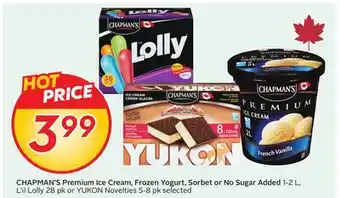 Sobeys CHAMPMAN'S Premium Ice Cream, Frozen Yogurt, Sorbet or No Sugar Added offer