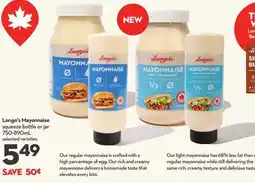 Longo's Mayonnaise squeeze bottle or jar offer