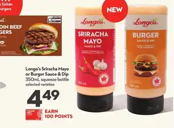 Longo's Sriracha Mayo or Burger Sauce & Dip offer