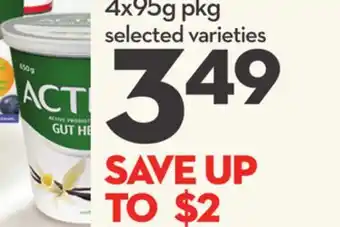 Longo's Activia, 4x95g pkg or Two Good Yogourt 625 650g offer