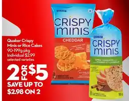 Longo's Quaker Crispy Minis or Rice Cakes offer