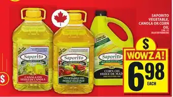Food Basics SAPORITO VEGETABLE, CANOLA OR CORN OIL offer