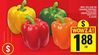 Food Basics RED, YELLOW OR ORANGE PEPPERS, GREEN PEPPERS offer