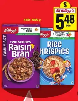 Food Basics KELLOGG'S TWO SCOOPS RAISIN BRAN & RICE KRISPIES offer