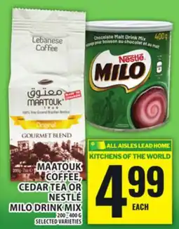 Food Basics MAATOUK COFFEE, CEDAR TEA OR NESTLÉ MILO DRINK MIX offer