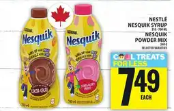 Food Basics NESTLÉ NESQUIK SYRUP OR NESQUIK POWDER MIX offer