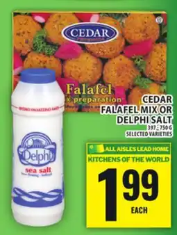 Food Basics CEDAR FALAFEL MIX OR DELPHI SALT offer