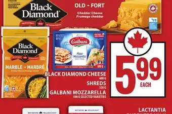 Food Basics BLACK DIAMOND CHEESE, SHREDS OR GALBANI MOZZARELLA offer