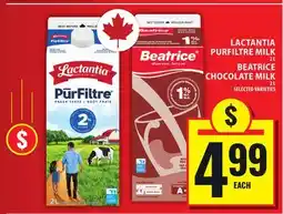 Food Basics LACTANTIA PURFILTRE MILK OR BEATRICE CHOCOLATE MILK offer