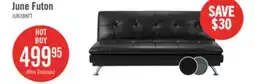 The Brick June 73.2 Leather-Look Fabric Klik Klak Futon with Metal Legs and Tufting - Black offer